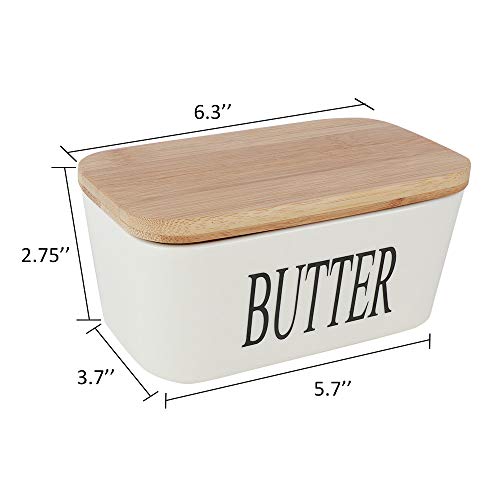 SZUAH Porcelain Butter Dish,Large Butter Keeper Container with Natural Bamboo Lid & Seal Ring(500ml). - Thumbnail 5