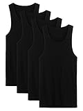 David Archy Men's 100% Cotton Classic Rib Tank Top A-Shirts Sleeveless Workout Undershirts in 4 Pack (L, Black-4 Pack)