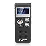 EVISTR Mini Voice Recorder L169 - 8GB / 560Hrs Capacity Digital Audio Recorder Dictaphone, Voice Activated Recorder ( VOR ) with MP3 Player, Built-in Speaker