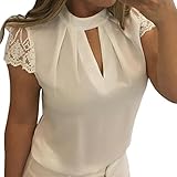 Pocciol Women Favorite Tops, 2018 Newly Women Soft Chiffon Lace Short Sleeve T Shirt Splice Crop Casual Top Blouse