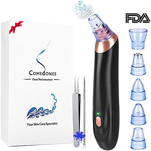 Blackhead Remover Vacuum, OKEEY Strong Suction Facial Spot Remover Rechargeable Pore Cleanser with 5 Replaceable Heads and 2 Comedone Acne Extractor Whitehead Remover Kit