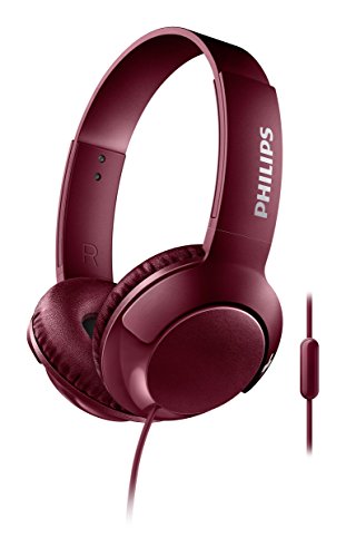 Philips Bass+ SHL3075 Closed-Back Headphones with Mic (Red)