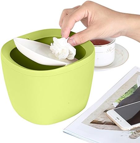 Nicesh Small Desktop Trash Can with Swing Lid - 3.5 L/1 Gal, Plastic (green)
