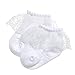 EPEIUS Baby-Girls Eyelet Frilly Lace Socks Infant Girls Princess Seamless Party Socks with Box 3-12 Months White/Beige/Pink (Pack of 3)