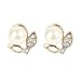 DDLBiz Women's Elegant Pearl Diamond Flowers Necklace Statement Earrings Jewelry Set (Gold)