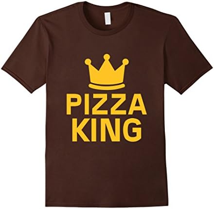 Mens Pizza King Ultimate Topping Crowned Ruler Statement T-Shirt Medium Brown