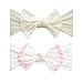Baby Bling Bows Newborn to Little Girls Hair Bow - Trimmed and Classic Knot Headbands Toddlers Hair Accessories, One Size (2 Pack - Ivory and Ballet Pink)