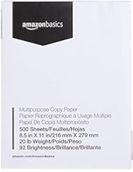 Papel de impresora de copia multipropósito AmazonBasics - Blanco, 8.5 x 11 pulgadas, 1 resma (500 hojas)
