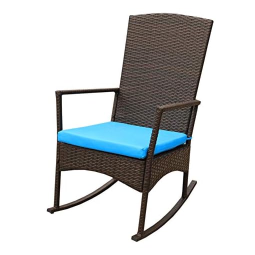 Outdoor PE Wicker Rocking Chair 3Piece Patio Rattan Bistro Set 2