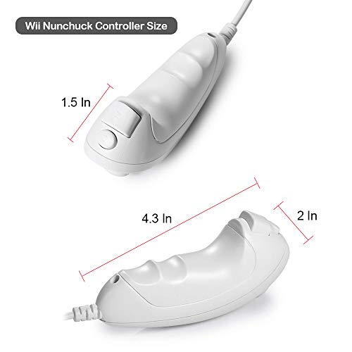 Wii Nunchuck Controller, 2 Pack Nunchuck Joystick Gamepad Controller for Wii,Wii U Console (White)