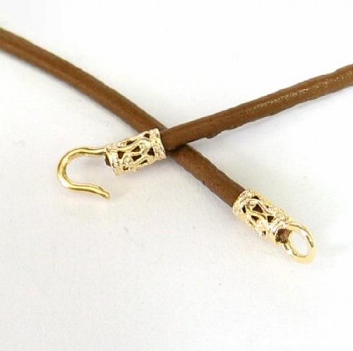 1 Set Gold-tone 925 Sterling Silver 2mm Crimp End Cap Hook and Eye