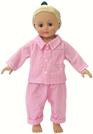 Rifi High Simulation Baby Doll's Clothes Two-piece Pink Checked Pajamas for 14 - 16 inches Dolls