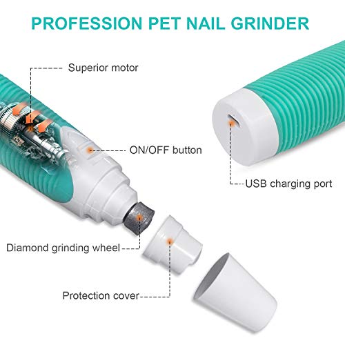 SHINCO Dog Nail Grinder Electric Pet Nail Trimmer Clipper for Dogs Cats Large Small Medium, Rechargeable Gentle Painless Paws Grooming Trimming Shaping Smoothing