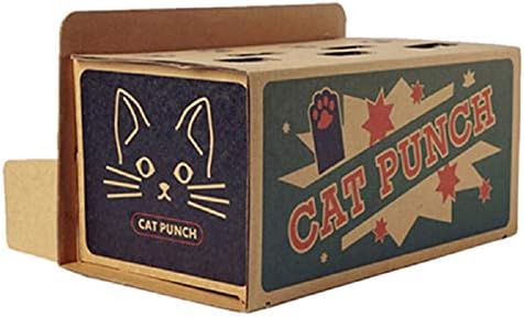 Duk3ichton Cat Toy Cat Scratch Punch Board Corrugated Paper Kitten Claws Funny Toy Pet House Box merry products nightstand pet house/cat litter box cover Brown Yellow