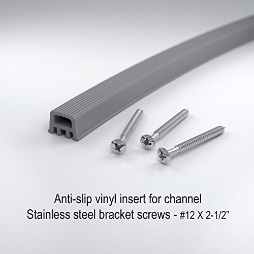 10 ft. Handrail - Genuine Red Oak Bonded to Aluminum Core, 5 Matte Nickel Brackets + Flush Endcaps, 1.6" Round – Complete Kit