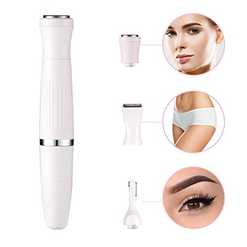bikini trimmer for woman ladies razor electric shaver waterproof 3 in 1 palmperfect facial hair removal trimmer for bikini area legs underarms pubic hair,AA battery Powered,wet or dry use (white)
