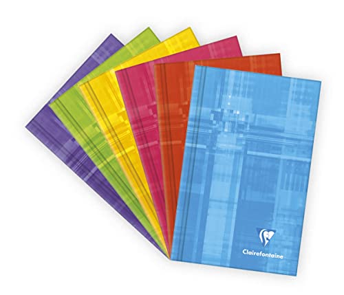 Clairefontaine 69582C Pak met 10 Hardcover Notitieboekjes - 7,5x12 cm - 128 Paginas Kleine Ruitjes - Wit Papier 90 g - Omslag Gecoat Karton - Willekeurige Kleuren