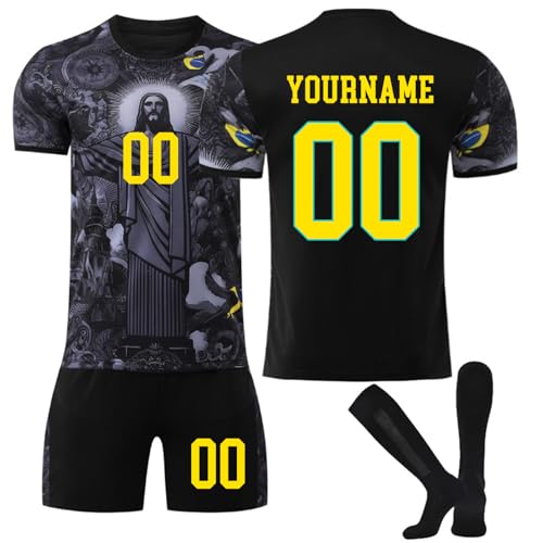 Generico Brazil Jesus Personalised Football Shirt with Your Name/Number for Child/Adult, Football Shirt Complete with T-Shirt Shorts Socks for Football Fans