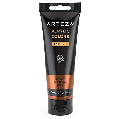 Arteza Metallic Acrylic Paint, (Bronze A730) 120 ml/tube, Highly