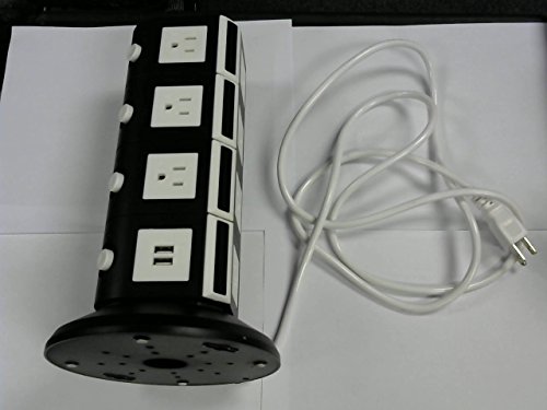 Vertical Power Strip Lanshion Smart 14-Outlet Surge Protector 4-USB Charge Station Socket 6.5ft Extension Cord(Black)