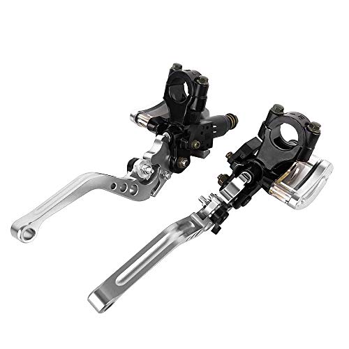 Aluminum 7/8" 22mm Motorcycle Dual Pump Hydraulic Handles Brake Clutch Levers Cylinder Master Reservoir Set For Ducati For Suzuki For Street Bike (Silver) - Thumbnail 6