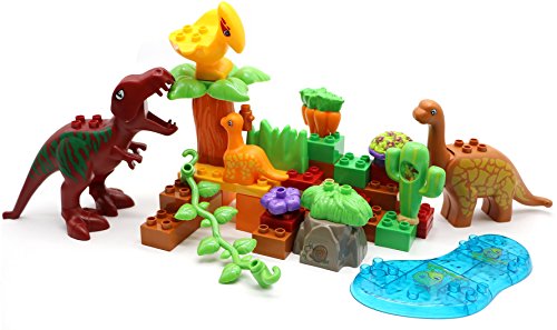 Little Treasures 43Pcs Dinosaur Building Block Play Set Featuring Dino Tyrannosaurus Rex Toy For Kids 3+