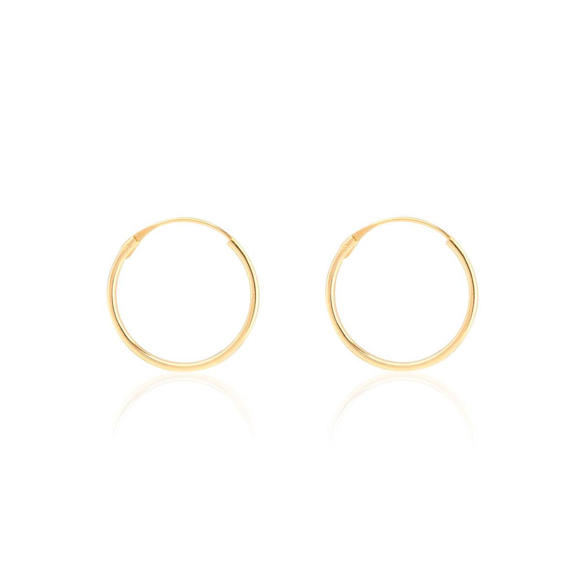 Damen & Kinder Creolen Hoop 14x1 mm Ohrstecker - Gelbgold 9 Karat (375)