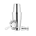 Professional Boston Cocktail Shaker Set | 4-Piece Bar Set | Stainless Steel 304 | 28oz/18oz Weighted Shaker Tins | Hawthorne Strainer | Double Sided Jigger | Recipe Booklet | Bartender Kit (Silver)
