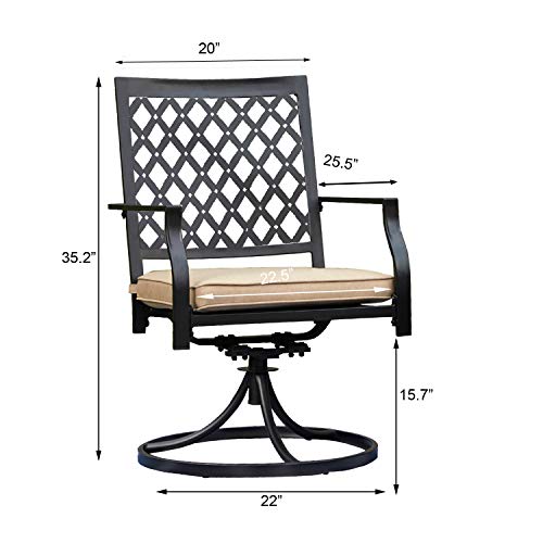 Top Space Outdoor Swivel Chairs Patio Rocker Lounge Chair Metal Bistro Set Club Arm Chair Dining Furniture for Garden Backyard (Set of 2, Beige)