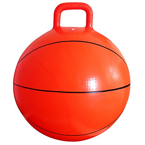 AppleRound Space Hopper Ball with Pump in Basketball Style, 15in / 38cm Diameter for Children Ages 3-6, Kangaroo Bouncer, Hoppity Hippity Hopball, Sit-on Bouncy Ball with Handle