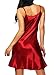 Cabreao Sexy Nightgowns Women's Nightshirts Satin Chemises Red Sleepwear M = US S