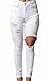 PiePieBuy Womens Classic Skinny Ripped Jeans Stretch Distressed Denim Pants