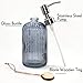 JASAI 18 Oz Glass Soap & Lotion Dispenser with Rust Proof Stainless Steel Pump, Refillable Liquid Pump Bottle Holder Great for Kitchen, Bath, Bathroom Accessories, Countertop (Clear Grey)
