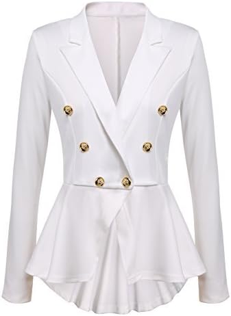 Gumod Women's Long Sleeve Solid Casual Work Office Slim One Button Short Blazer White XXL
