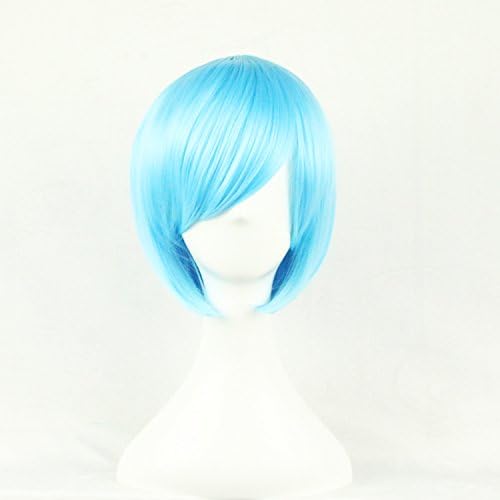 Aimer 32cm Heat Resistant Short Hair Blue Color Spiral Cosplay Wigs for Women Girls