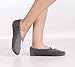 Pembrook Fuzzy Soft Coral Fleece Slippers – Gray - Medium (7-8) – Ballet Style with Non-Skid Sole – Faux Shearling Lining - Great Plush Slip On House Slippers for Adults, Women, Girls