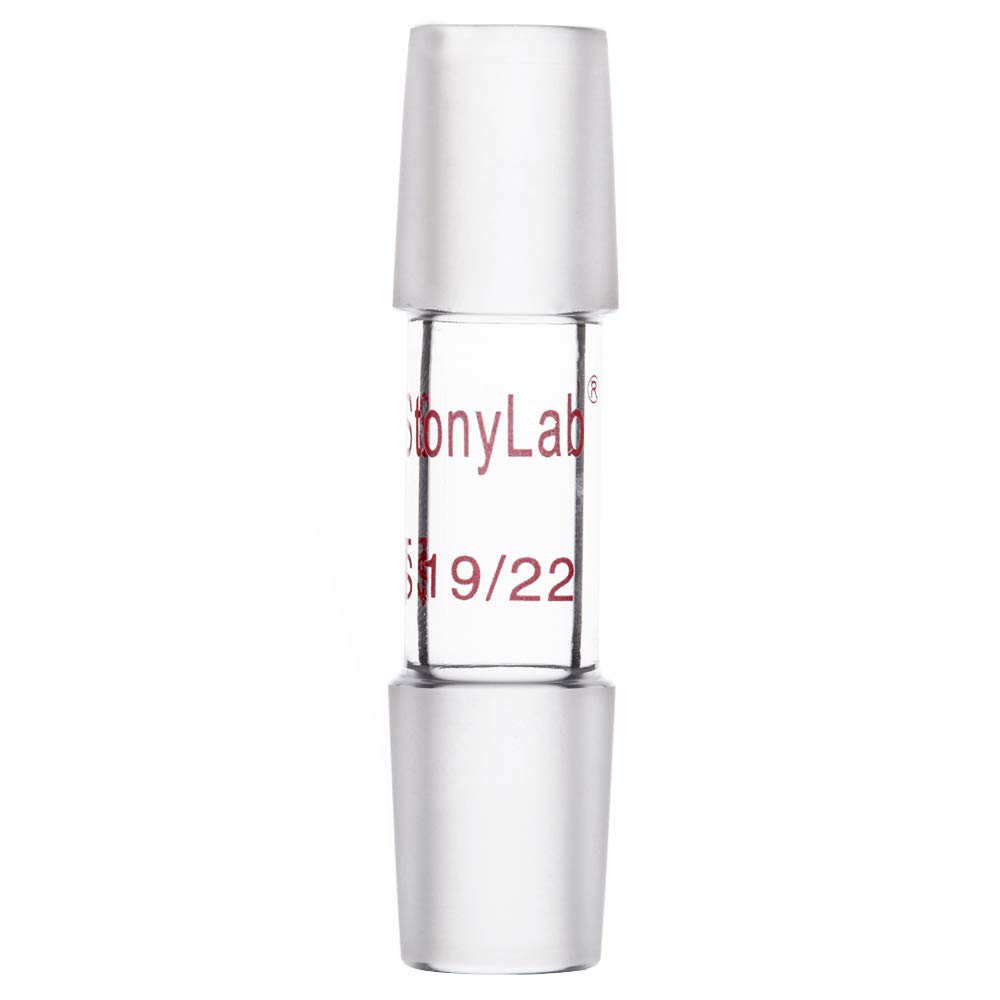 stonylab Borosilicate Glass Straight Connecting Adapter, 30 mm Between Two 19/22 Inner Joints for Laboratory