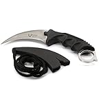 Vulcan Gear Tactical Hawkbill Karambit Knife with Sheath and Cord Silver blade