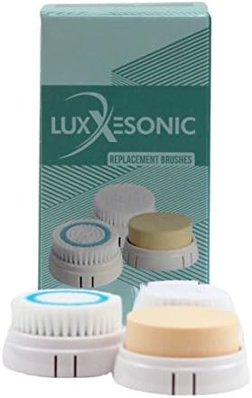 LuxeSonic Replacement Brushes for Face Cleansing Ultrasonic Exfoliation, 3 Piece