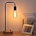 Edison Desk Lamp, Industrial Table Lamp, Wood Lamp for Nightstand, Bedside, Reading in Dorm Room, Bedroom, Office, Black
