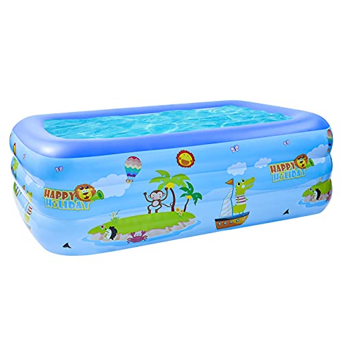 TIMLUC Aufblasbare Pool Schwimmbecken Rechteckig für Kinder, Erwachsene, Familie, 240x150x55cm Großer Familienpool für Garten Wasserparty Sommer Indoor & Outdoor