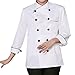 TopTie Unisex Classic Long Sleeve Button Chef Coat-black with red-L