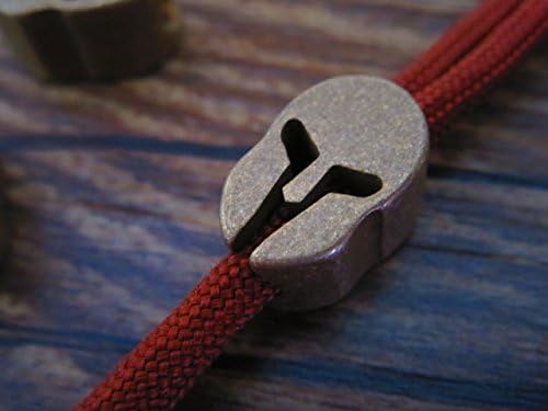 1pc Spartan Mask Helmet shaped Solid brass Parachute Cord Knife Tool Lanyard Bead B08