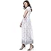 Indian Virasat Women's Beautiful Printed Cotton Flaired Anarkali Medium White Tunic Kurti