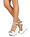 Breckelles EF52 Women Leatherette Peep Toe Ankle Wrap Wedge Sandal - White