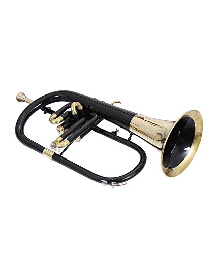 FLUGEL HORN Bb PITCH BLACK + BRASS WITH FREE HARD CASE + MOUTHPIECE