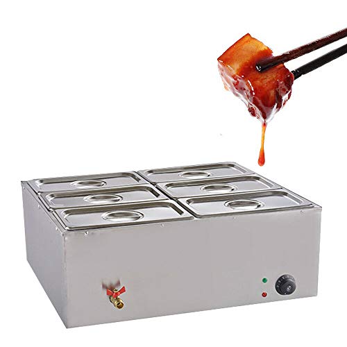 WINUS Commercial Electric Food Warmer Steam Table Steamer Bain-Marie Buffet Countertop 6-Pan for Catering and Restaurants US Stock
