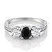 Gem Stone King 925 Sterling Silver Black Onyx Wedding Engagement Ring For Women | 2.42 Cttw | Gemstone Birthstone | Available in size 5, 6, 7, 8, 9
