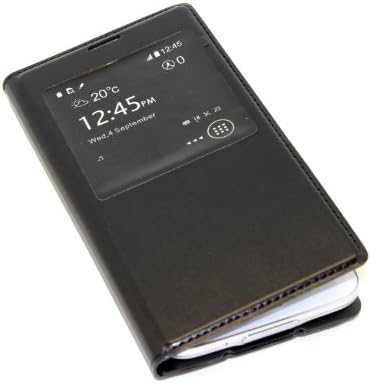 [EZstation] "BLACK" NEW DESIGN LEATHER S-VIEW FOLIO CASE FOR SAMSUNG GALAXY S5 - Unique S-View Style PU Leather Cover Folio Sleep & Awake Function, EZstation Packaging
