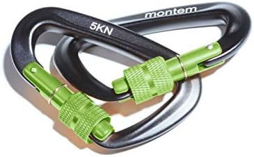 Montem The Best Ultra Sturdy Locking Carabiners x2/5kN/1100 lbs of Force/Perfect Hammocks/All Camping Hammocks-Made from Light, Strong & Powerful Aircraft Grade Metal